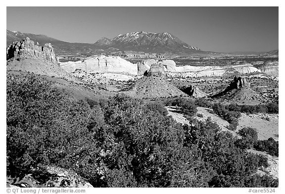 Waterpocket Fold from  Burr trail, afternoon. Capitol Reef National Park (black and white)
