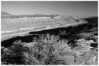 Strike Valley overlook view, late afternoon. Capitol Reef National Park, Utah, USA. (black and white)