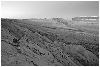 Tilted rock layers, Waterpocket Fold, sunset. Capitol Reef National Park ( black and white)