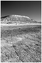 Bentonite Badlands and cliffs, Nottom Bullfrog Road. Capitol Reef National Park, Utah, USA. (black and white)