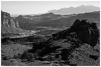 Morning from Sunset Point. Capitol Reef National Park, Utah, USA. (black and white)