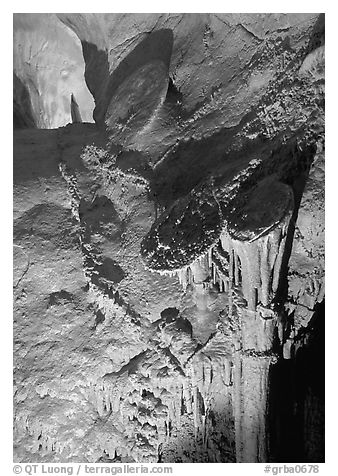 Rare parachute underground formations, Lehman Caves. Great Basin National Park (black and white)