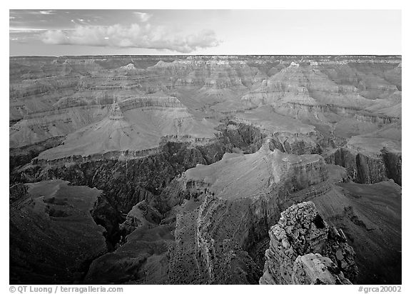 Granite Gorge seen from the South Rim, twilight. Grand Canyon  National Park (black and white)