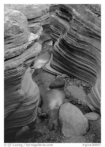 Red sandstone gorge carved by Deer Creek. Grand Canyon  National Park (black and white)