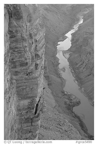 Cliffs and Colorado River, Toroweap. Grand Canyon National Park (black and white)