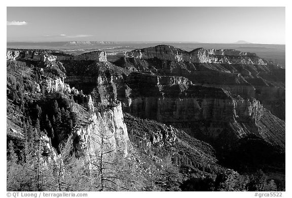Cliffs seen from Point Imperial at sunrise. Grand Canyon National Park (black and white)