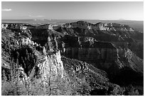 Cliffs seen from Point Imperial at sunrise. Grand Canyon National Park, Arizona, USA. (black and white)