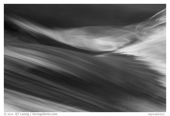 Detail of rapids with reflections of sky and canyon walls. Grand Canyon National Park (black and white)