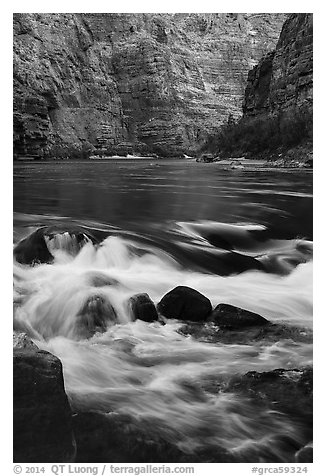 Colorado River rapids. Grand Canyon National Park (black and white)