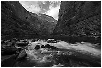 Rapids and boulders in Marble Canyon. Grand Canyon National Park ( black and white)