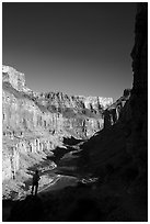 Hiker silhouette, Nankoweap. Grand Canyon National Park ( black and white)