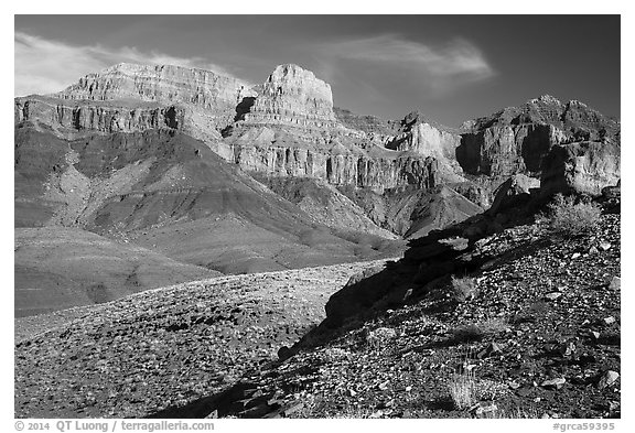 Escalante Butte from below. Grand Canyon National Park (black and white)