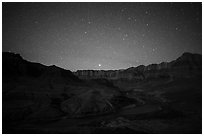 Palissades of the Desert at night. Grand Canyon National Park ( black and white)