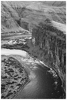 Unkar Rapids and Colorado River from above. Grand Canyon National Park ( black and white)