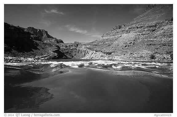 Current preceding rapids. Grand Canyon National Park (black and white)