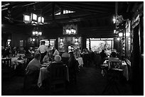 Dining room in evening, El Tovar. Grand Canyon National Park ( black and white)