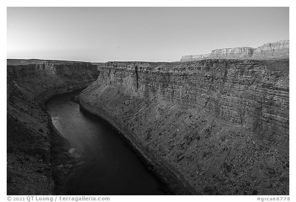 Marble Canyon and Vermilion Cliffs at dawn. Grand Canyon National Park (black and white)