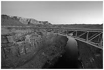 Navajo Bridge over Marble Canyon and Vermilion Cliffs. Grand Canyon National Park ( black and white)