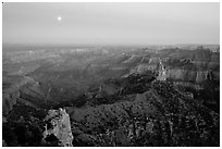 Moonrise, Point Imperial. Grand Canyon National Park, Arizona, USA. (black and white)