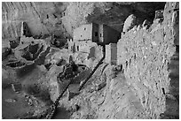 Long House, second largest Ancestral Pueblo cliff dwelling. Mesa Verde National Park ( black and white)