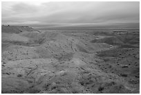 Painted desert seen from Tiponi Point, dawn. Petrified Forest National Park (black and white)