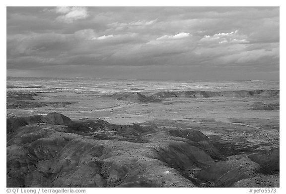 Painted desert seen from Chinde Point, dusk. Petrified Forest National Park (black and white)