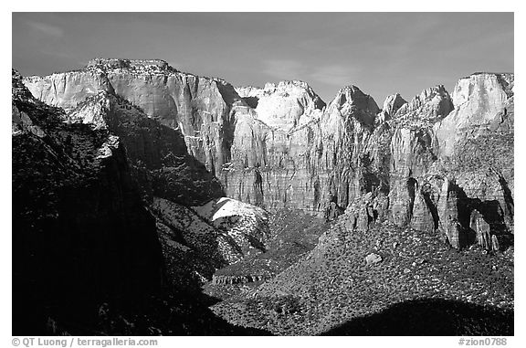 Streaked wall, morning. Zion National Park (black and white)