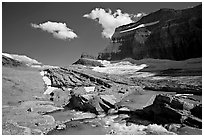 Outlet stream, Grinnell Glacier and Garden Wall. Glacier National Park, Montana, USA. (black and white)