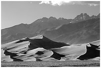 Distant view of Dunes and Crestone Peaks in late afternoon. Great Sand Dunes National Park, Colorado, USA. (black and white)