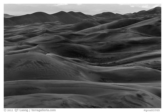 Dune ridges at dusk. Great Sand Dunes National Park, Colorado, USA.