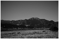 Dunefield and Mount Herard at night. Great Sand Dunes National Park and Preserve ( black and white)