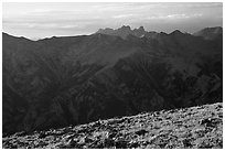 Sangre de Cristo Mountains seen from alpine summit of Mt. Herard. Great Sand Dunes National Park and Preserve ( black and white)