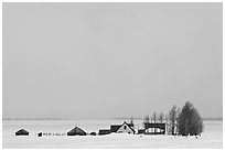 Mormon row homesteads and Jackson Hole in winter. Grand Teton National Park ( black and white)