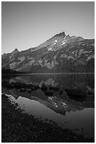 Tetons reflected in Jenny Lake, sunrise. Grand Teton National Park ( black and white)