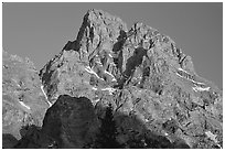 Tetons summit at sunset seen from the North. Grand Teton National Park, Wyoming, USA. (black and white)
