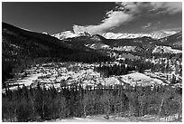 Mountain landscape in late winter. Rocky Mountain National Park ( black and white)