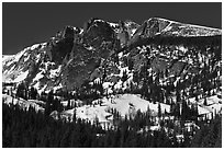 Hallet Peak in winter. Rocky Mountain National Park ( black and white)