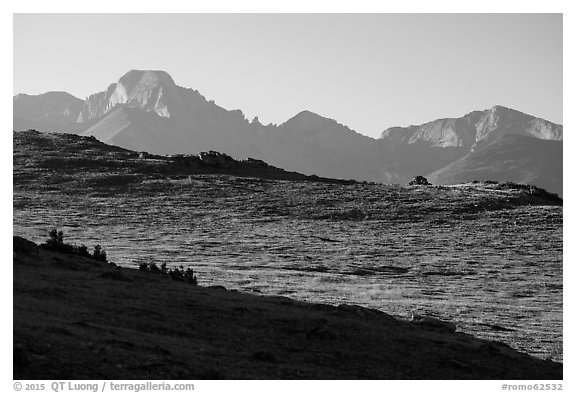 Continental Divide and alpine tundra. Rocky Mountain National Park (black and white)