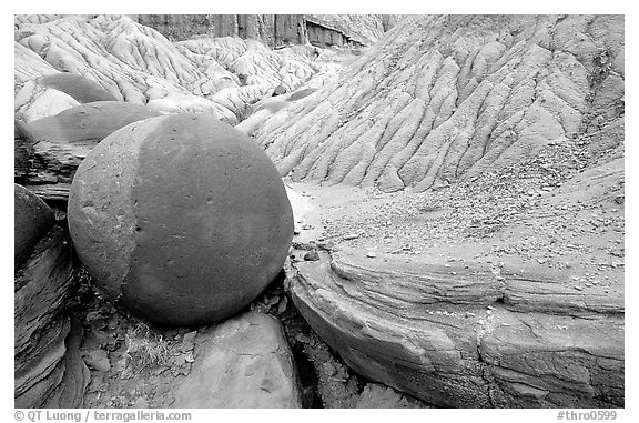 Cannonball concretion, North Unit. Theodore Roosevelt National Park (black and white)