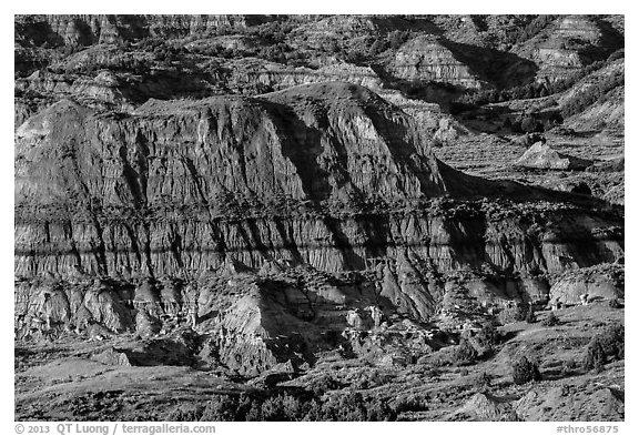 Badlands, Painted Canyon. Theodore Roosevelt National Park (black and white)