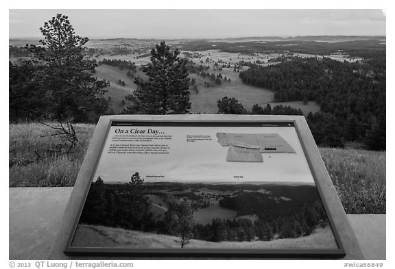 Interpretive sign, Rankin Ridge view. Wind Cave National Park (black and white)