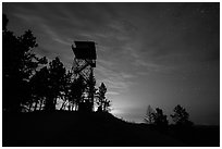 Lookout tower at dusk, Rankin Ridge. Wind Cave National Park ( black and white)