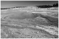 Green and red algaes in Norris geyser basin. Yellowstone National Park, Wyoming, USA. (black and white)