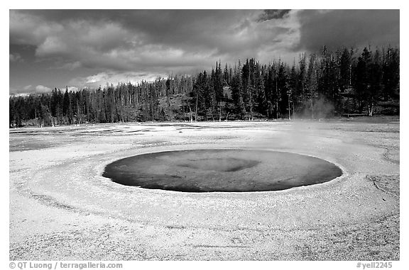 Chromatic Pool in Upper Geyser Basin. Yellowstone National Park (black and white)