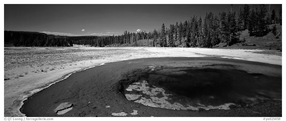 Landscape with thermal pool. Yellowstone National Park (black and white)