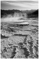 Main Terrace, Mammoth Hot Springs. Yellowstone National Park ( black and white)