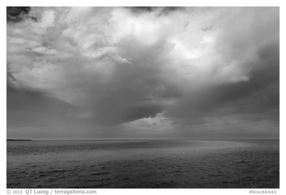 Storm cloud over ocean. Biscayne National Park (black and white)