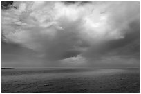 Storm cloud over ocean. Biscayne National Park, Florida, USA. (black and white)