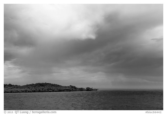 Elliot Key, Caesar Creek, and thunderstorm clouds. Biscayne National Park (black and white)