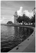 Harbor and lighthouse, Boca Chita Key. Biscayne National Park ( black and white)
